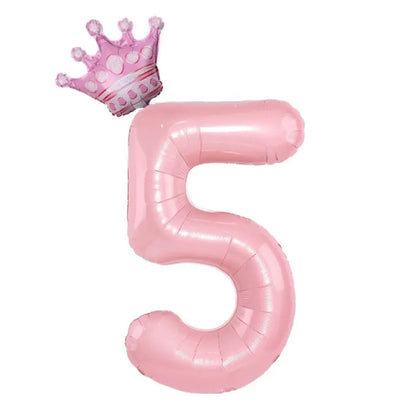 Number Balloon With Crown 1 2 3 4 5 6 7  Birthday / Party /Baby Shower / Decoration. 32inch Pastel Baby Blue Pink