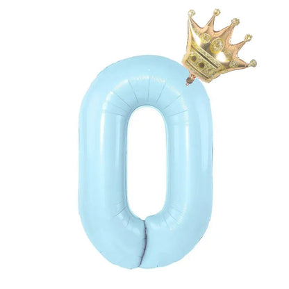 Number Balloon With Crown 1 2 3 4 5 6 7  Birthday / Party /Baby Shower / Decoration. 32inch Pastel Baby Blue Pink