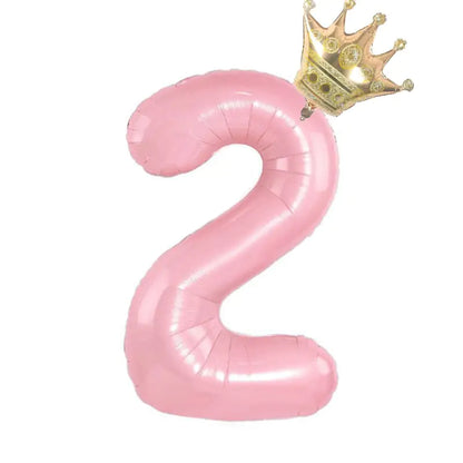 Number Balloon With Crown 1 2 3 4 5 6 7  Birthday / Party /Baby Shower / Decoration. 32inch Pastel Baby Blue Pink