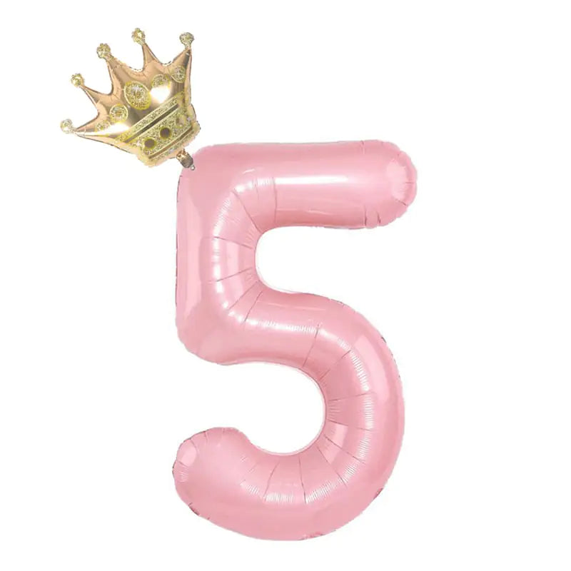 Number Balloon With Crown 1 2 3 4 5 6 7  Birthday / Party /Baby Shower / Decoration. 32inch Pastel Baby Blue Pink