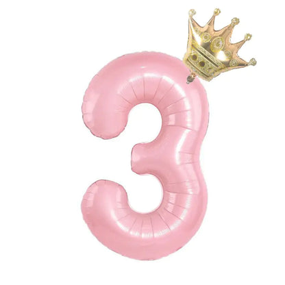 Number Balloon With Crown 1 2 3 4 5 6 7  Birthday / Party /Baby Shower / Decoration. 32inch Pastel Baby Blue Pink