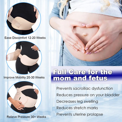 Maternity Belt Pregnancy Belly Band – 3 in 1 Support (Black, M: Fit Ab 35.5"-47.3")