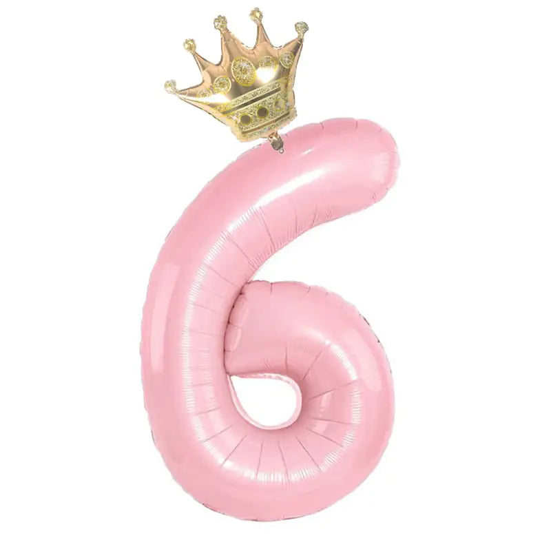 Number Balloon With Crown 1 2 3 4 5 6 7  Birthday / Party /Baby Shower / Decoration. 32inch Pastel Baby Blue Pink