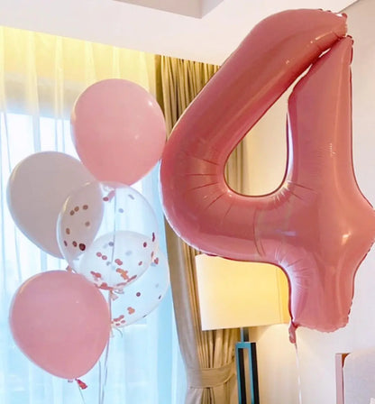 Number Balloon With Crown 1 2 3 4 5 6 7  Birthday / Party /Baby Shower / Decoration. 32inch Pastel Baby Blue Pink