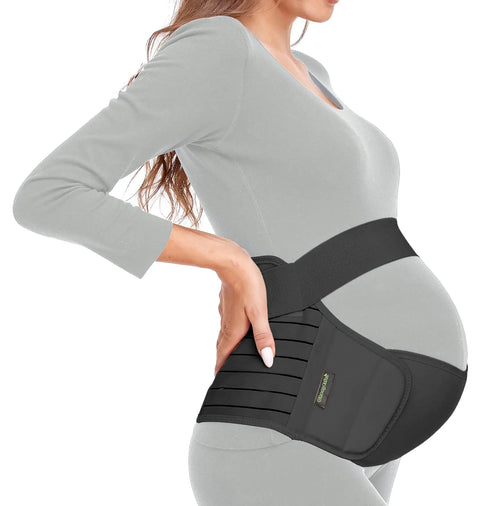 Maternity Belt Pregnancy Belly Band – 3 in 1 Support (Black, M: Fit Ab 35.5"-47.3")