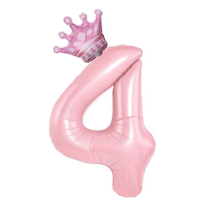 Number Balloon With Crown 1 2 3 4 5 6 7  Birthday / Party /Baby Shower / Decoration. 32inch Pastel Baby Blue Pink