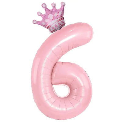 Number Balloon With Crown 1 2 3 4 5 6 7  Birthday / Party /Baby Shower / Decoration. 32inch Pastel Baby Blue Pink