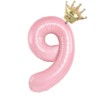 Number Balloon With Crown 1 2 3 4 5 6 7  Birthday / Party /Baby Shower / Decoration. 32inch Pastel Baby Blue Pink