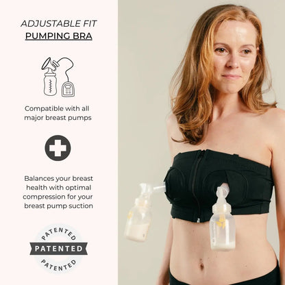 Hands-Free Pumping Bra - Comfortable, Adjustable, Customizable - Converts Nursing Bra or Maternity Bra to Breast Pump Bra Large-X-Large Plus Black